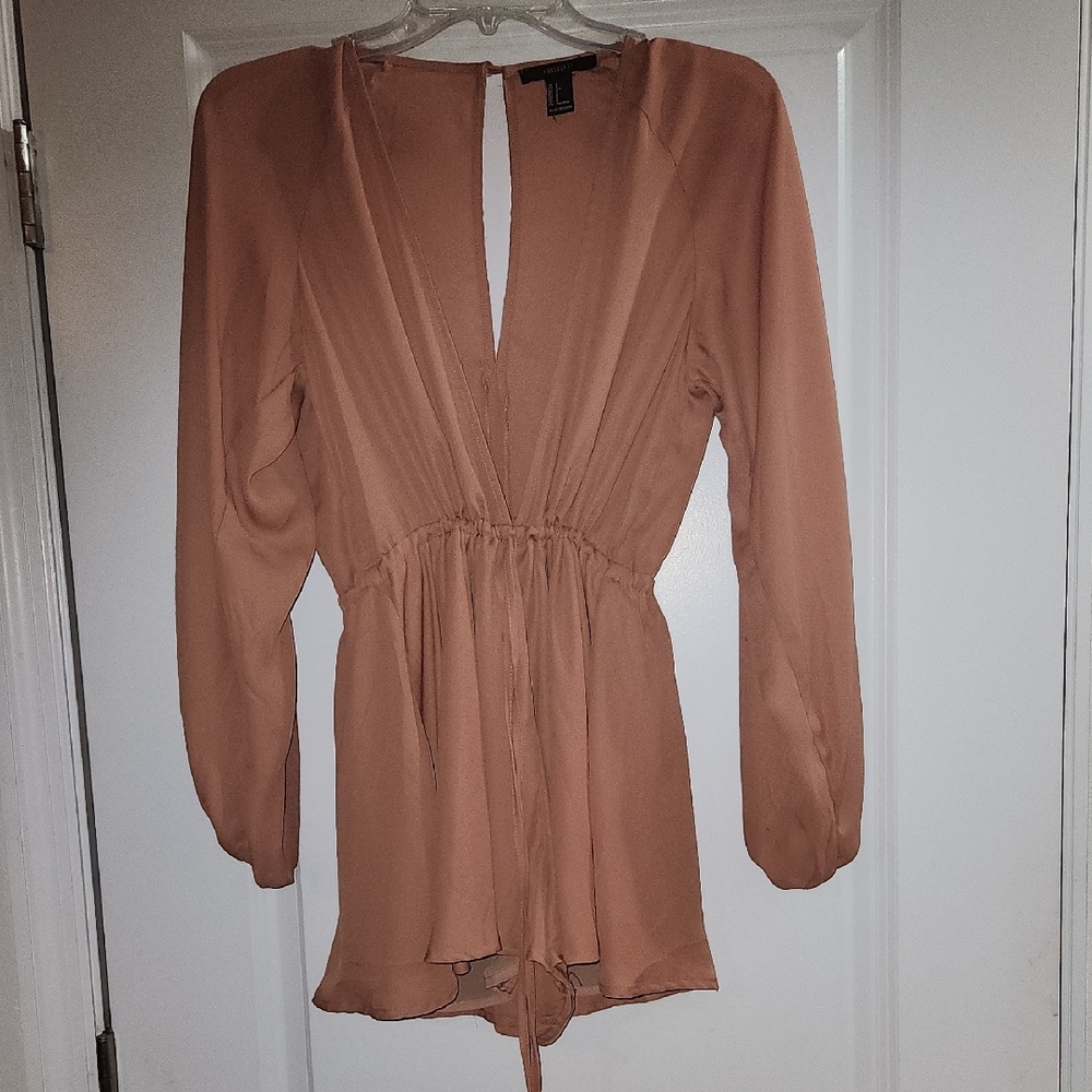 Forever 21 Pale PINK/ MAUVE Long Sleeve Tie Front Blouse @Boutique10